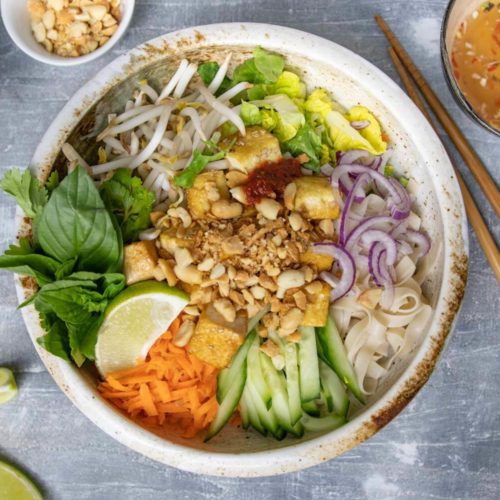 Bun Chay veganer vietnamesischer Reisnudelsalat