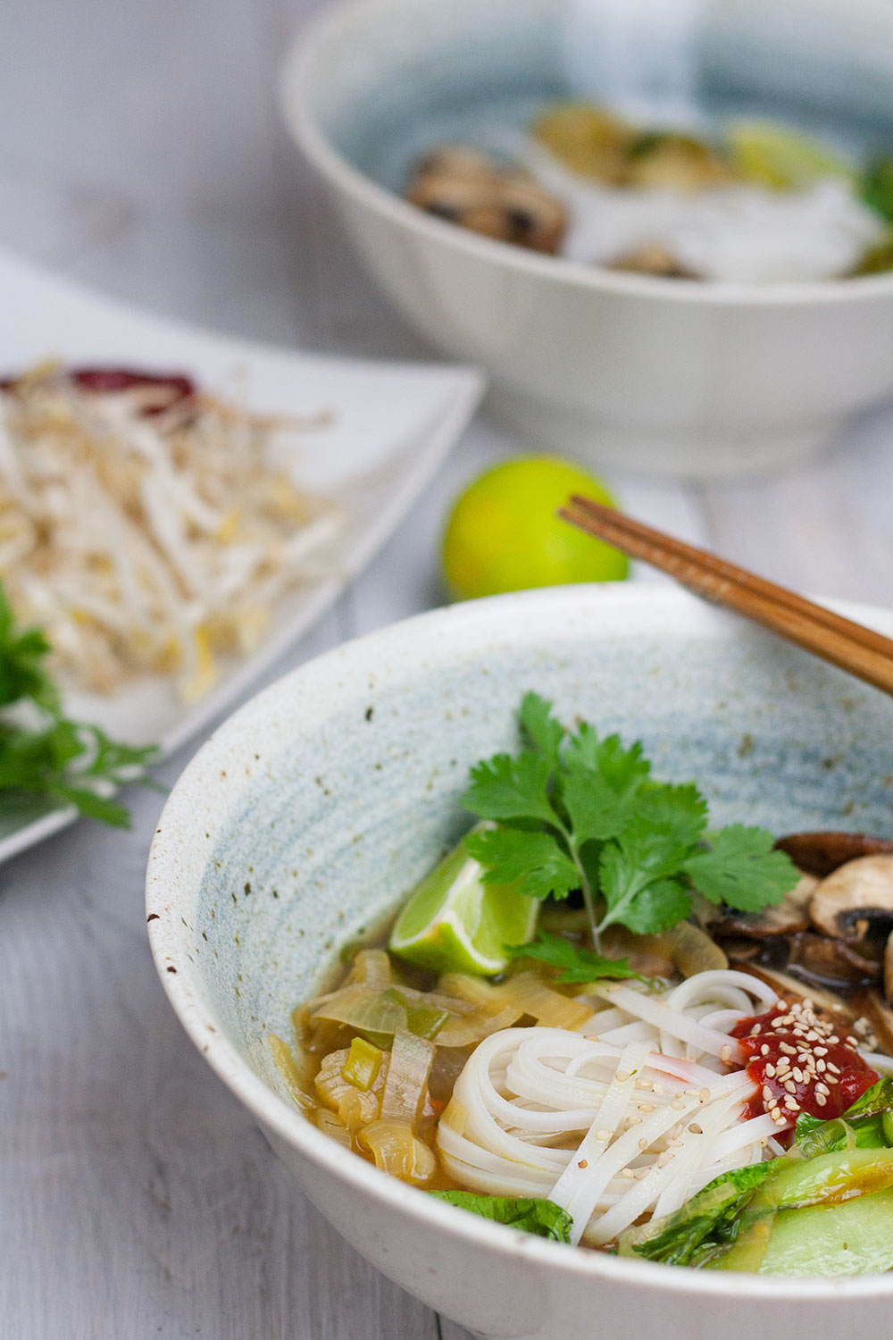 vegane Pho vietnamesische Suppe