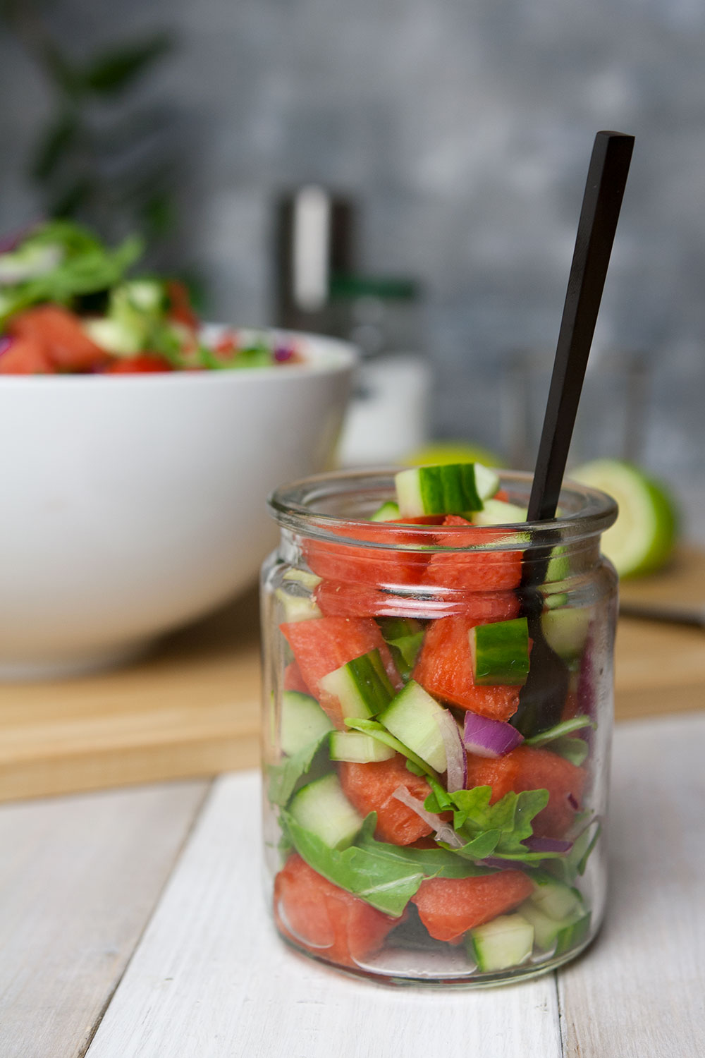 Wassermelonen Salat mit süß-saurem Balsamico-Dressing