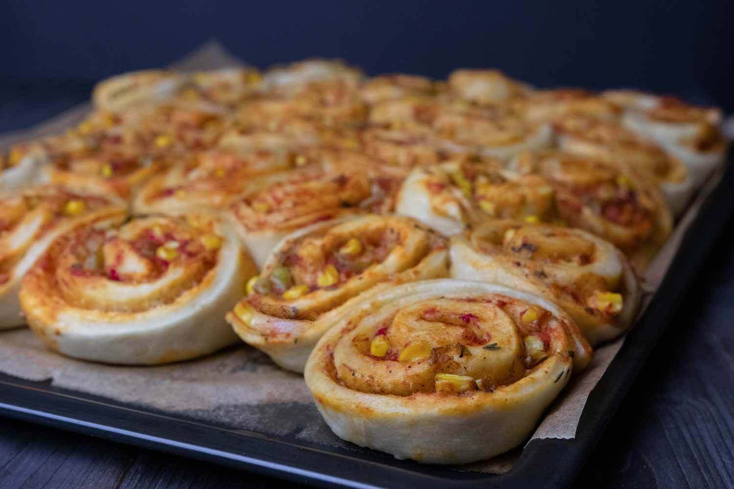 Vegane Pizzaschnecken - Rezept den Fingerfood &amp; Partysnack