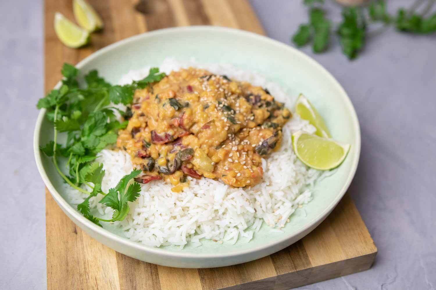 Mung Dal mit Mangold-Gemüse (aus Mungbohnen)