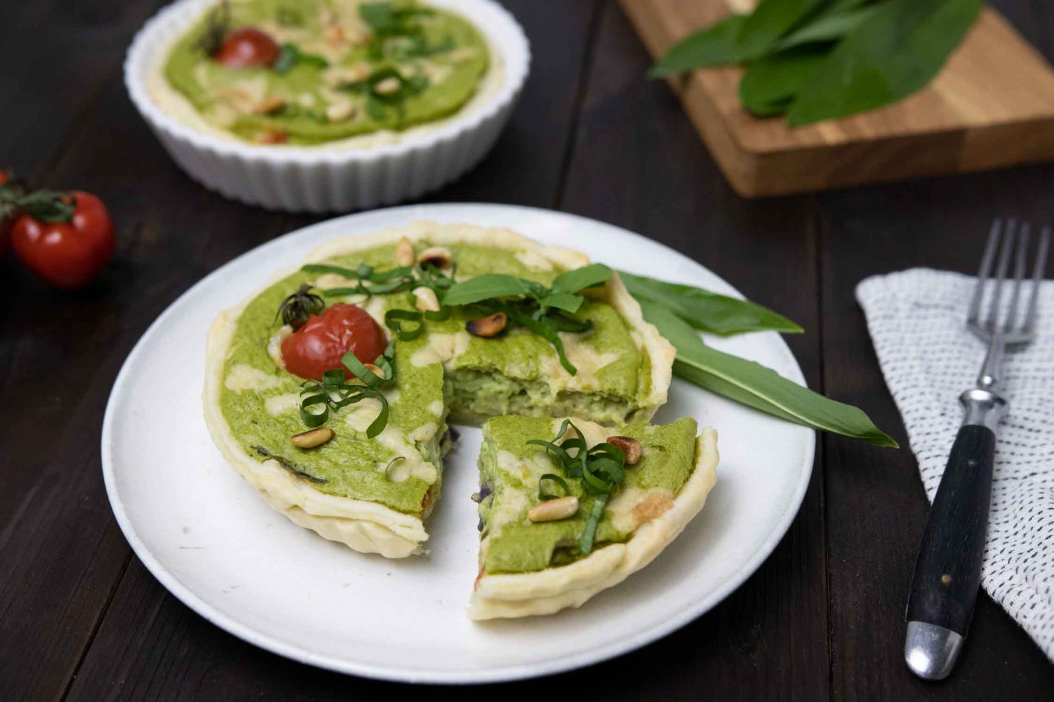 Vegane Bärlauch-Quiches - Mit Bärlauch-Seidentofu-Füllung