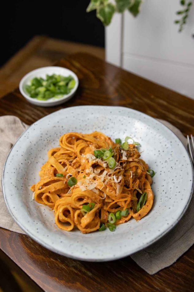 Kimchi-Pasta - cremig &amp; scharf - Veganes Rezept